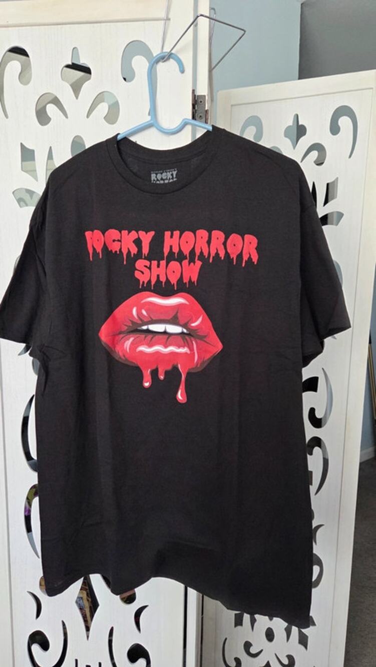 Rocky Horror Show Tim Curry T Shirt XL Red Lips Black Graphic Tee NWOT Goth